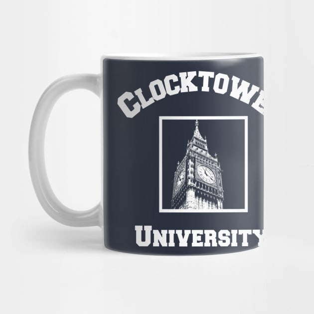 Clocktower University Shirt (Light text, Modern style) by Minimality